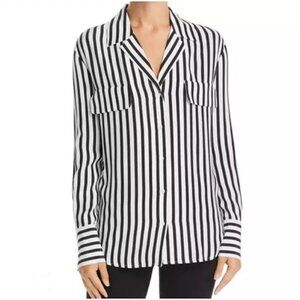 Frame Black and White Silk Blouse Medium